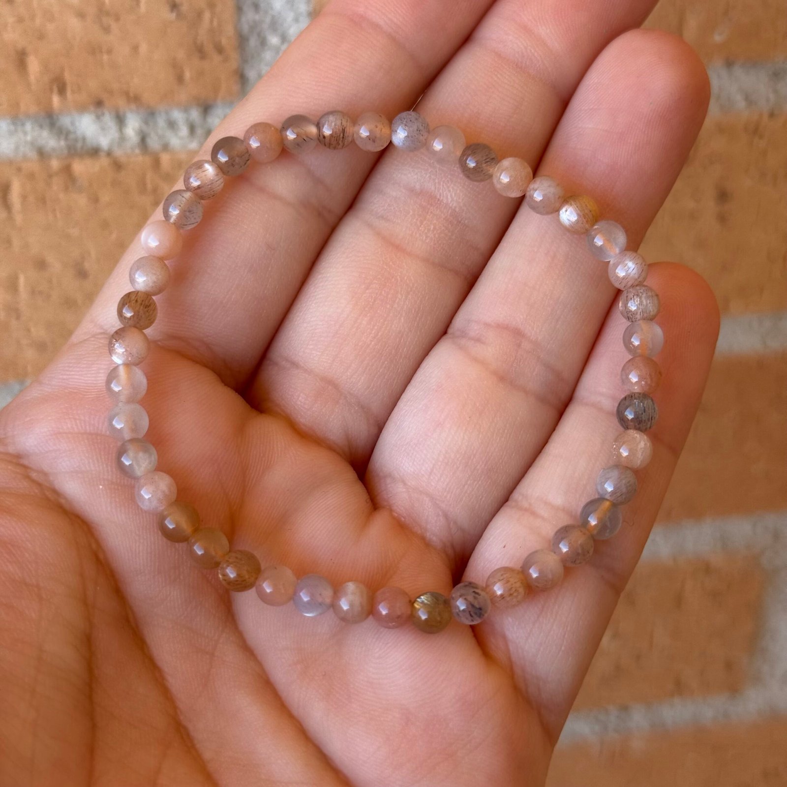 Pulsera bolas de piedra luna adularia