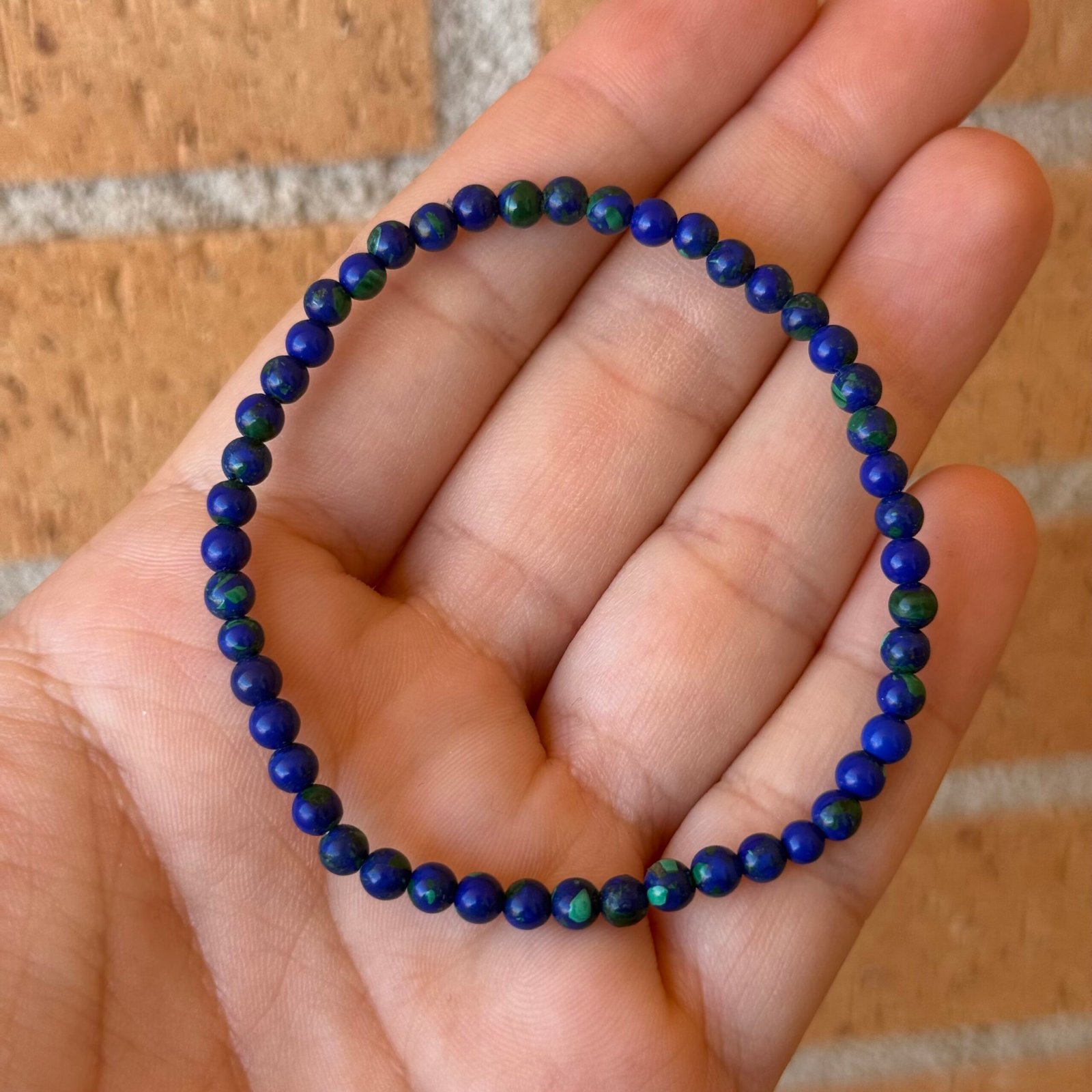 Pulsera bolas de azurita con malaquita extra