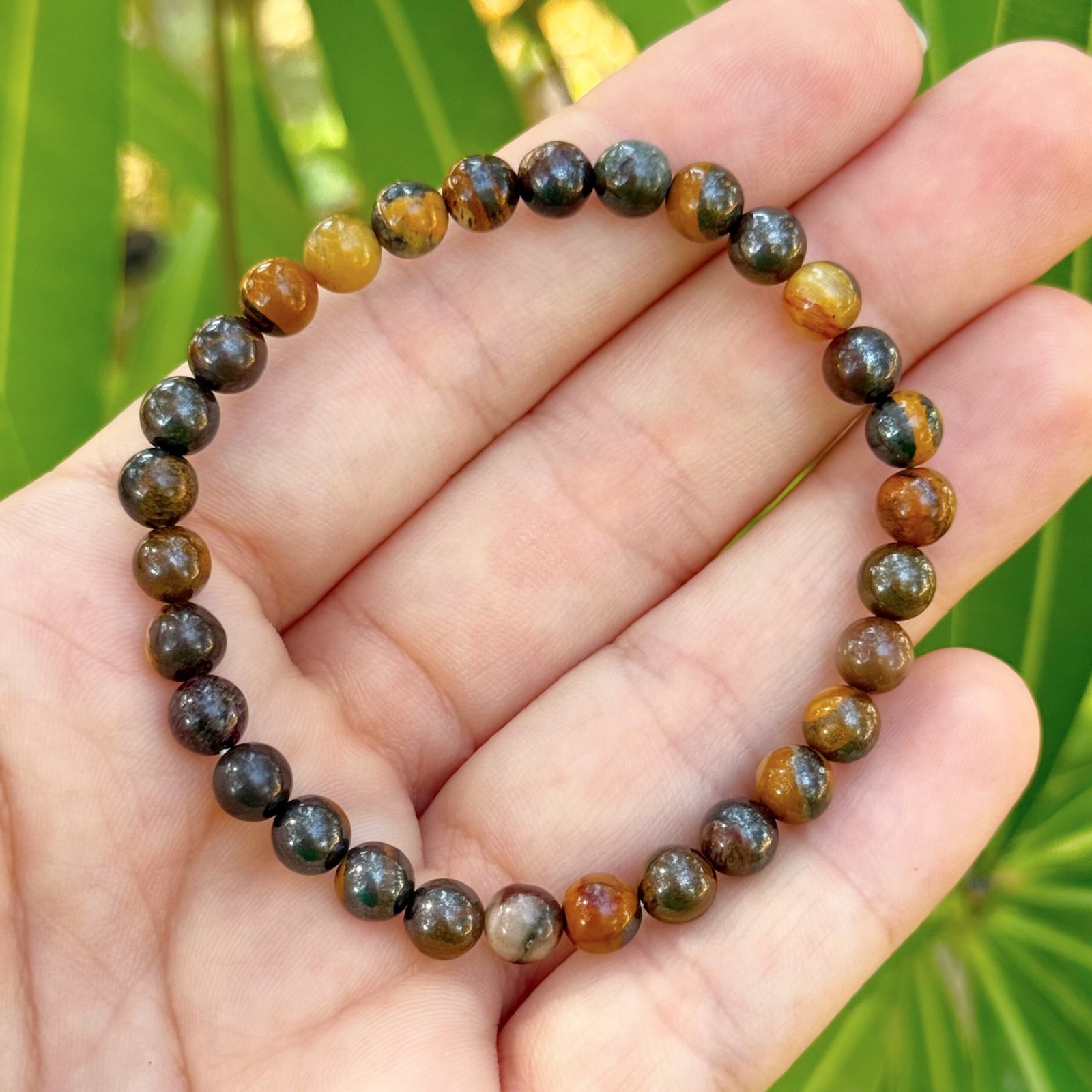 Pulsera bolas de Ojo de Hierro (ojo de tigre, hematite y jaspe rojo) AA