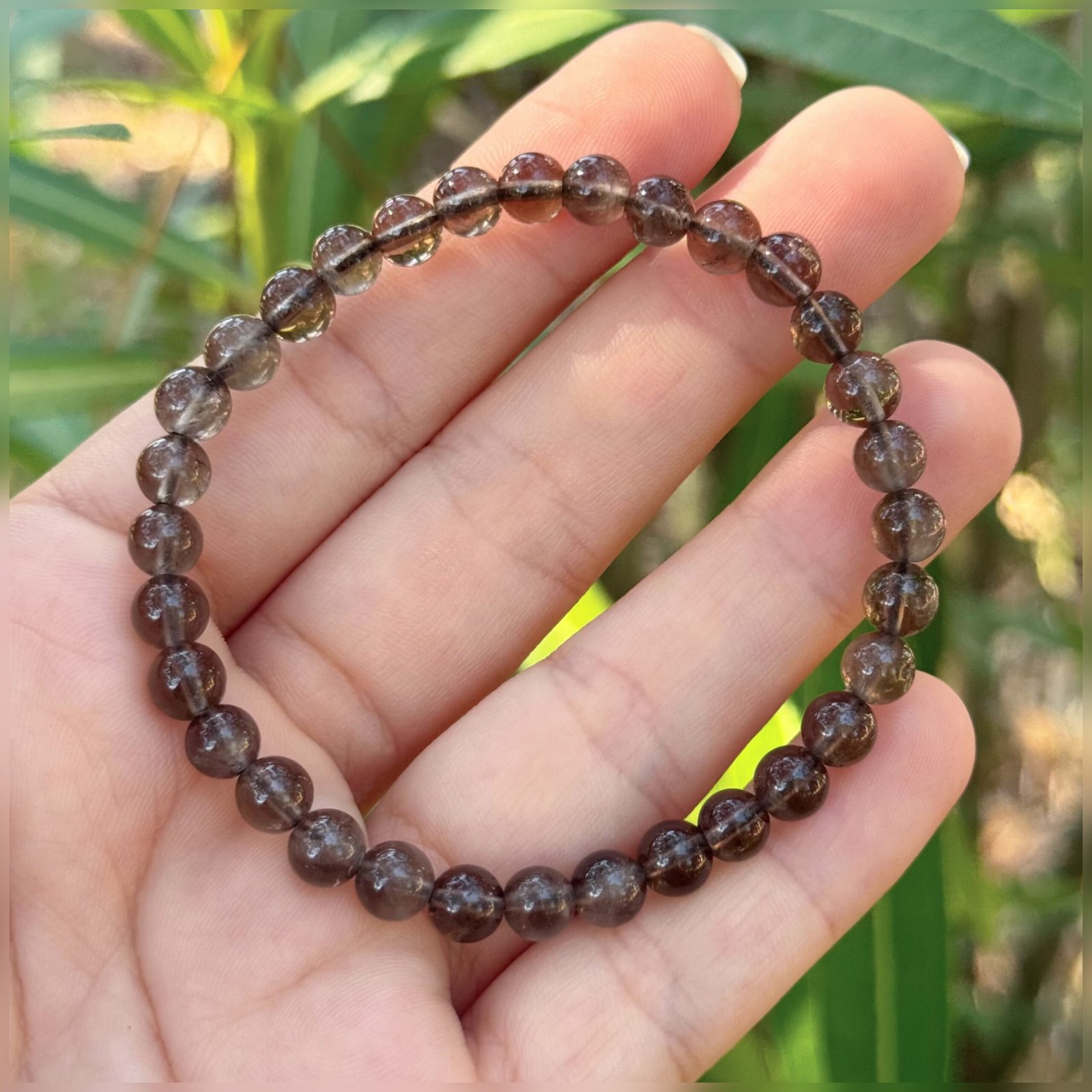 Pulsera bolas 6mm Cuarzo Ahumado A