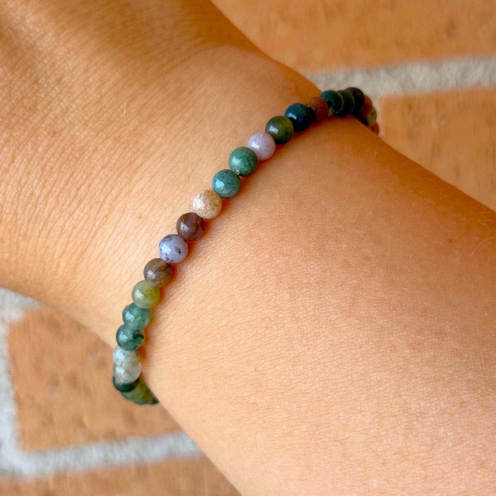 Pulsera bolas de ágata india