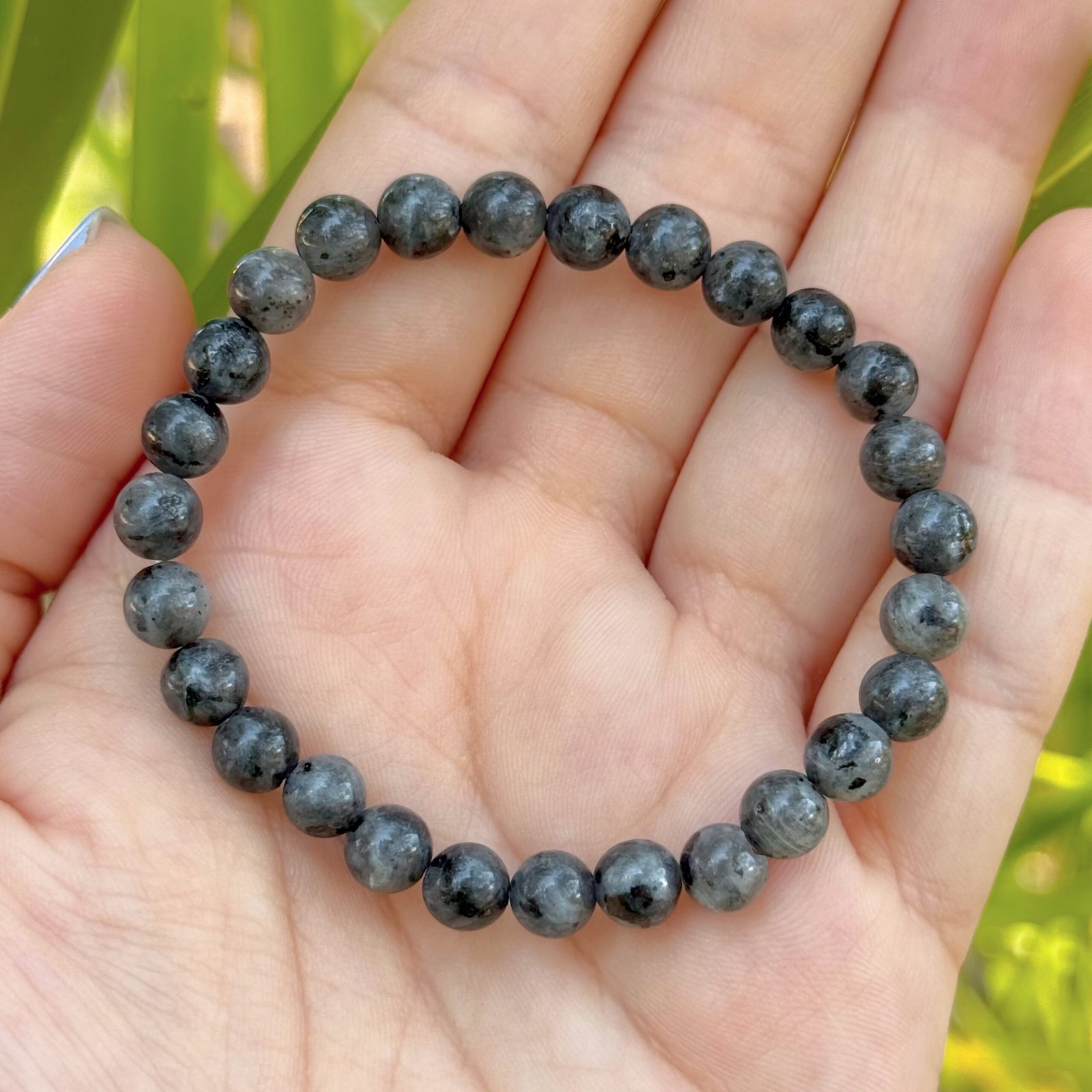 Pulsera bolas 6mm Larvikita A