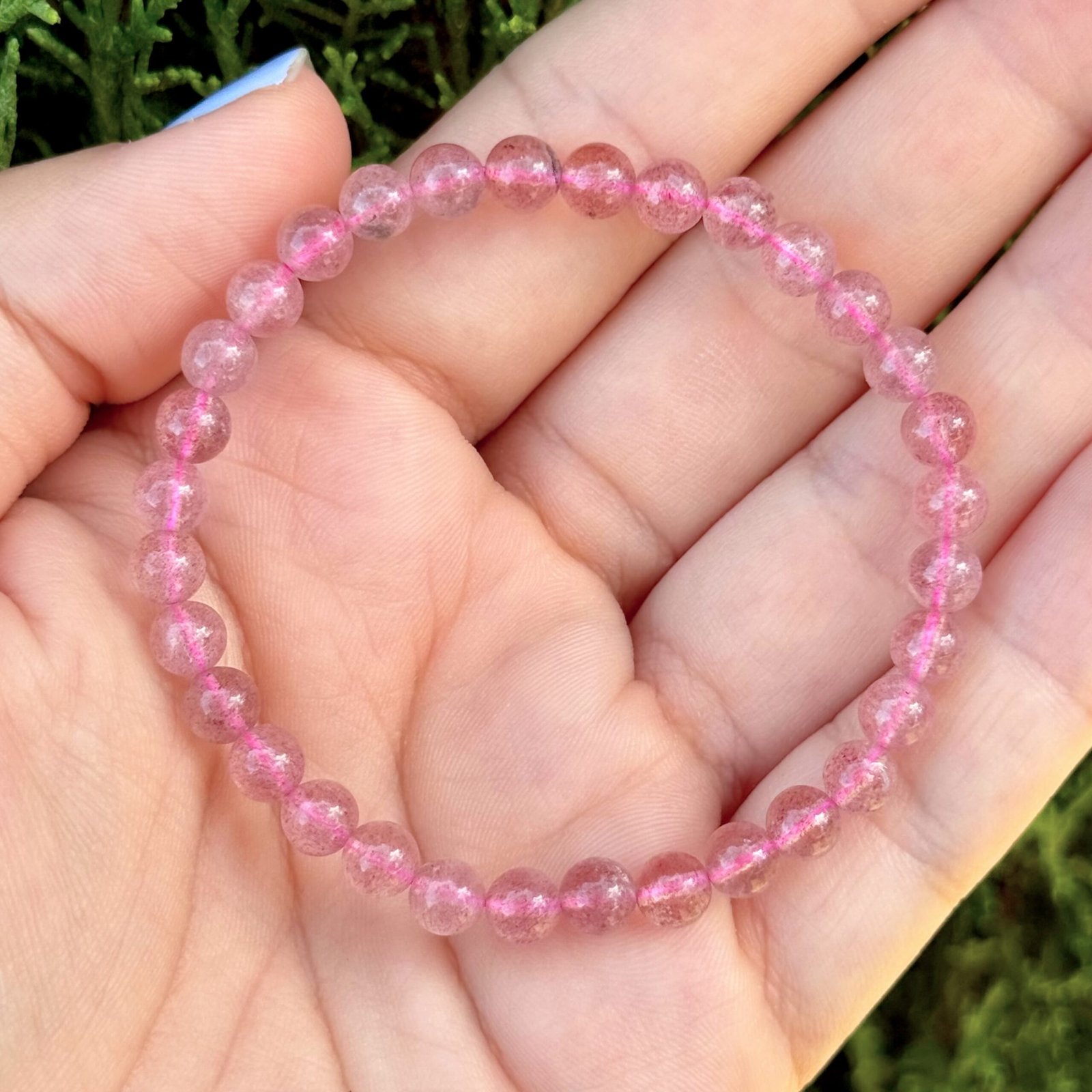 Pulsera bolas 6mm Cuarzo Fresa Hematoide A