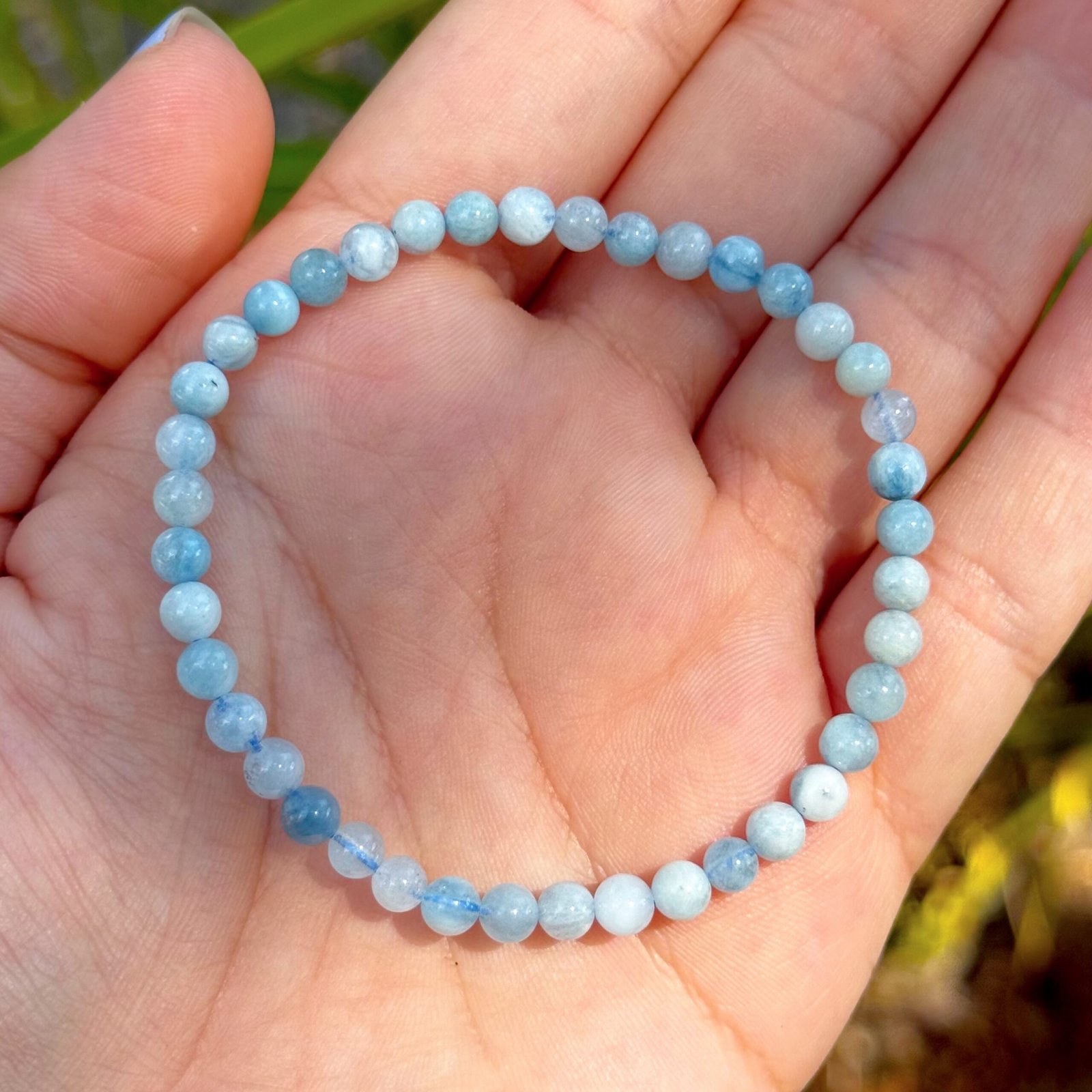 Pulsera bolas 4mm Aguamarina Brasil A