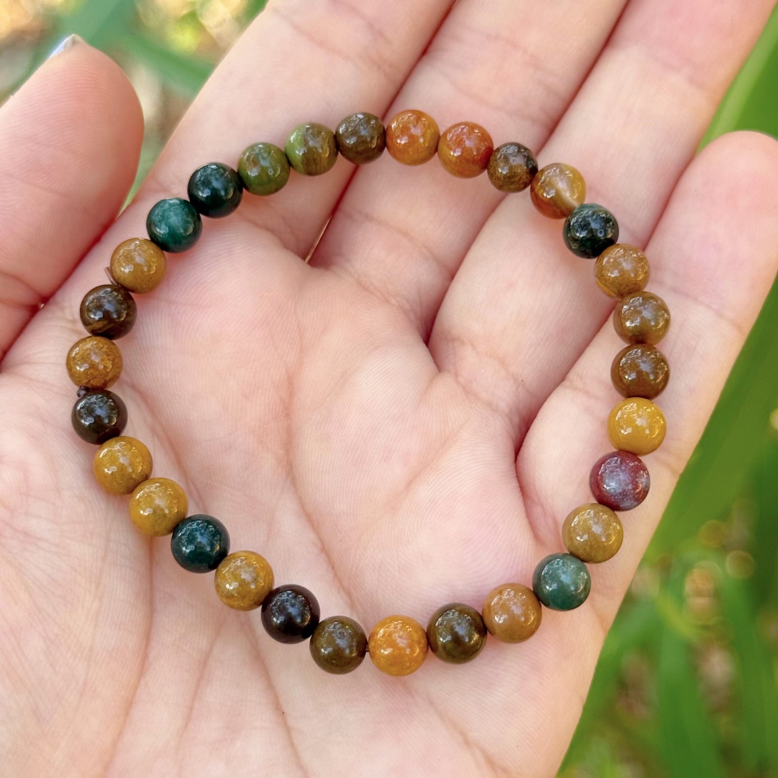 Pulsera bolas 6mm Jaspe Océano A+