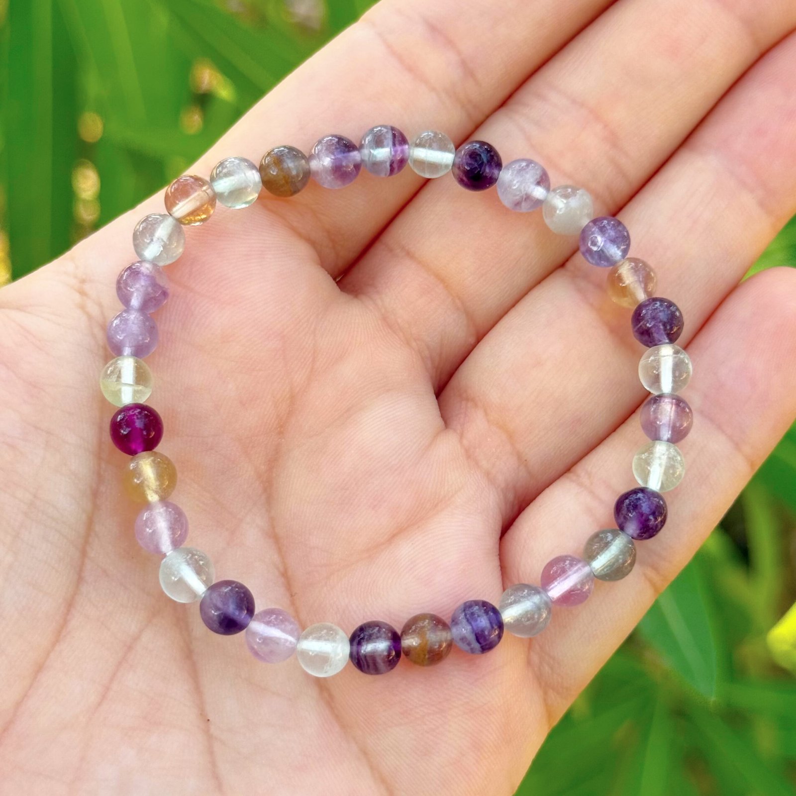 Pulsera bolas 6mm Fluorita Arcoíris AA