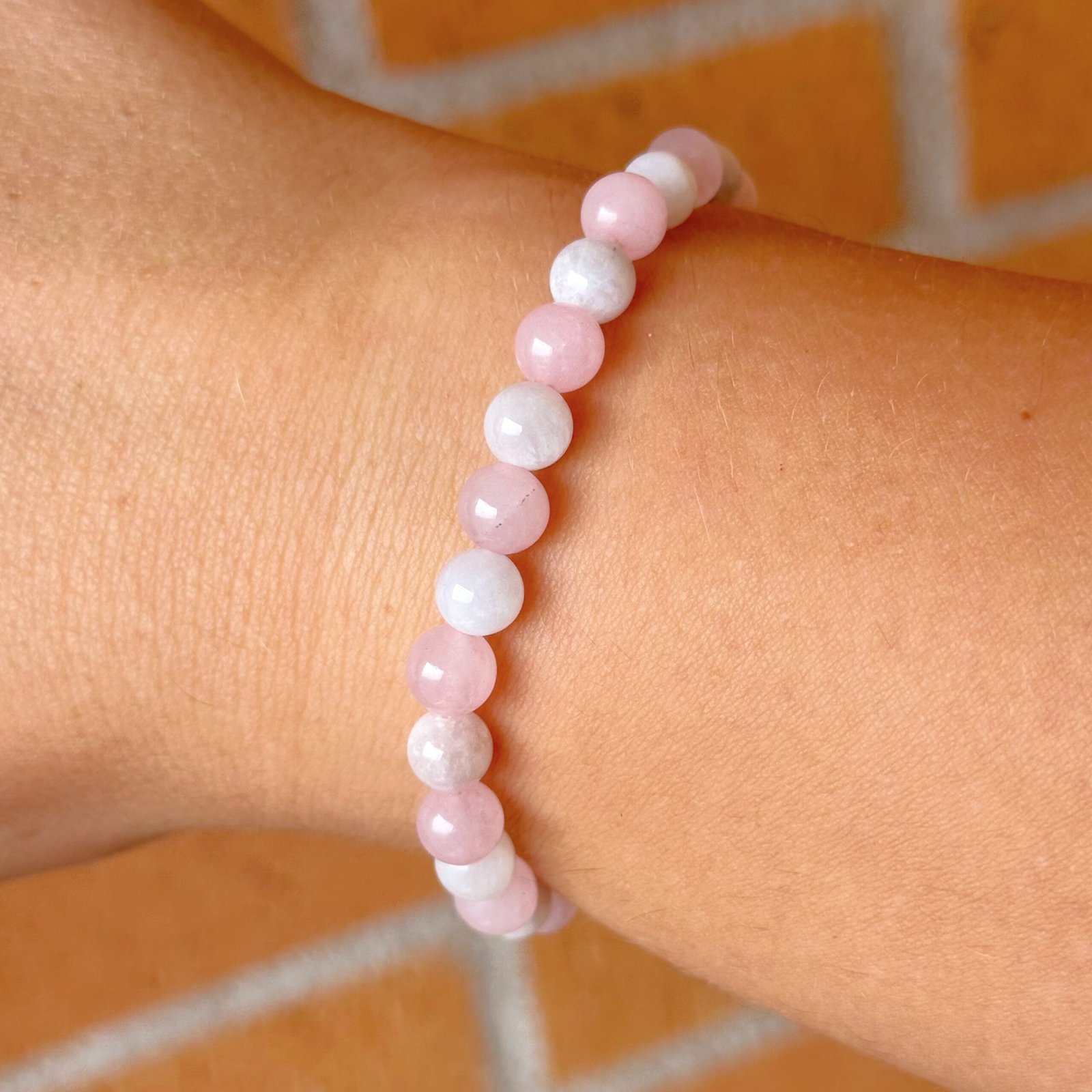 Pulsera bolas FERTILIDAD (piedra luna y cuarzo rosa)