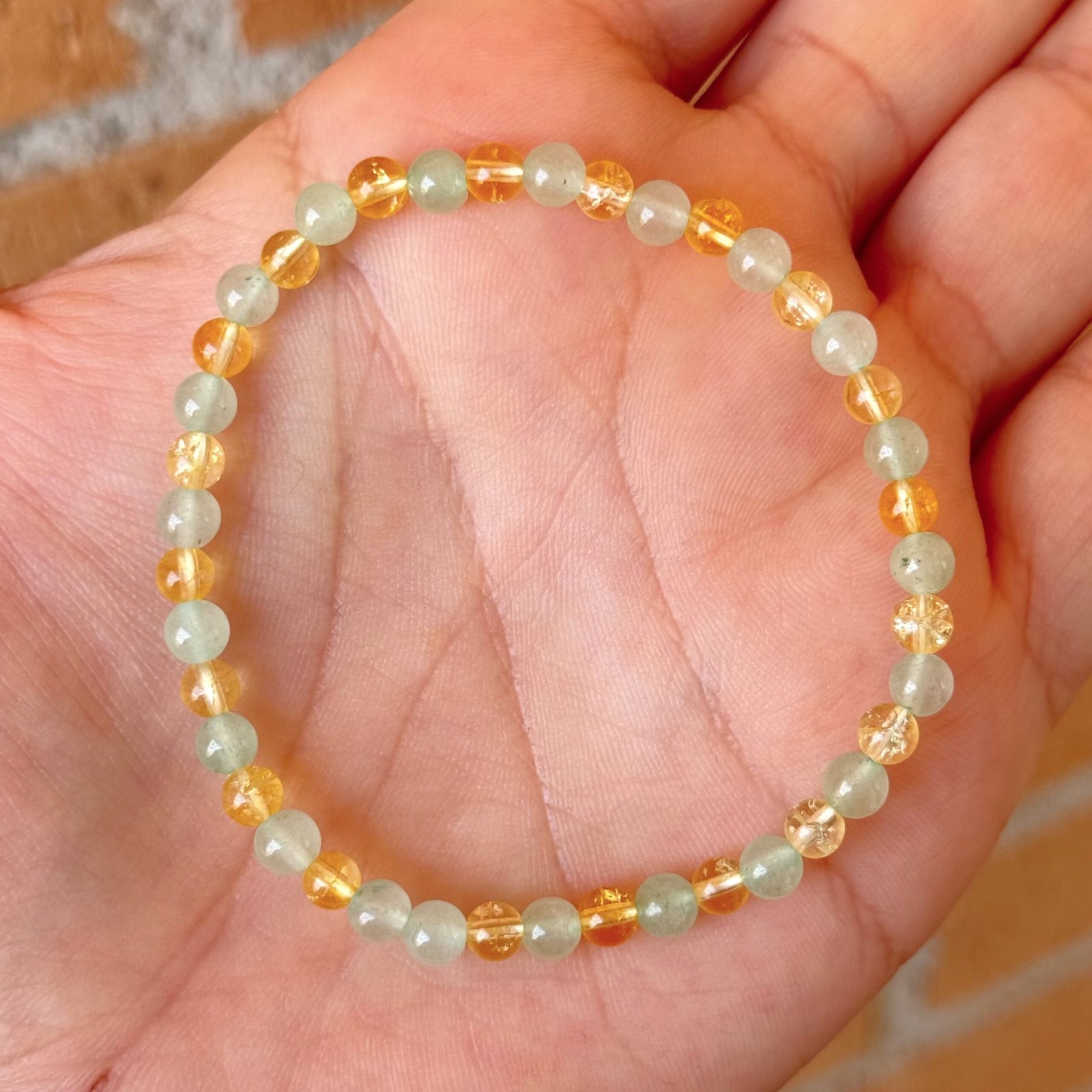 Pulsera bolas ÉXITO (citrino y cuarzo verde)