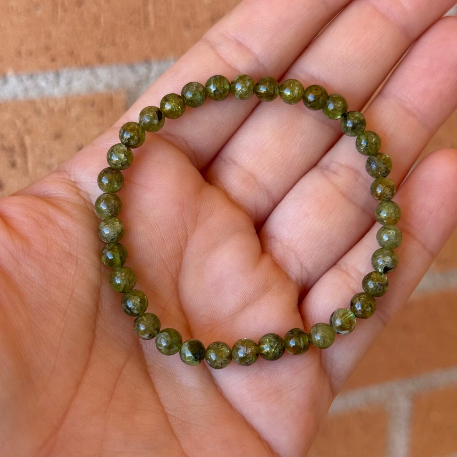 Pulsera bolas Peridoto (Olivino)