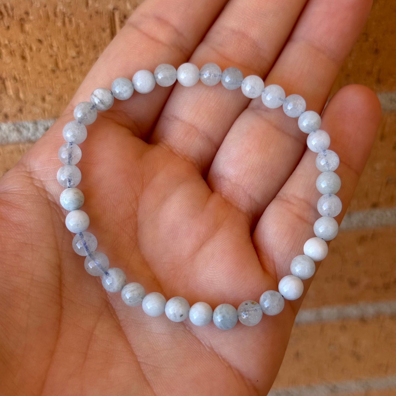 Pulsera bolas aguamarina