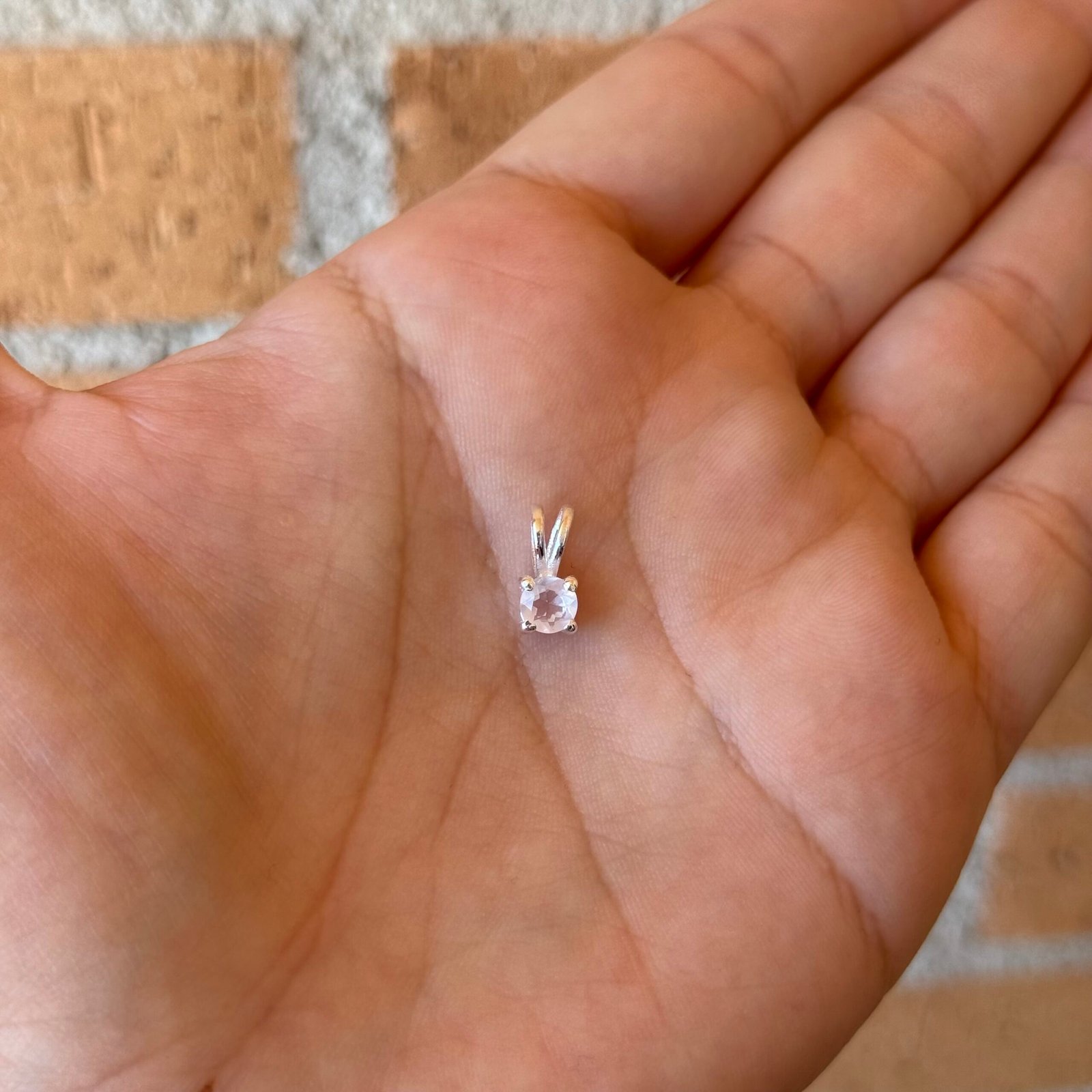 Colgante mini plata de Cuarzo Rosa